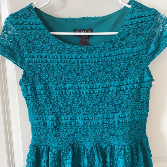 Enfocus Studio Teal Lace Dress Size 4 - Picture 3 of 3